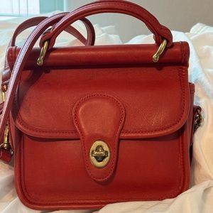 Red Coach Winnie top handle crossbody